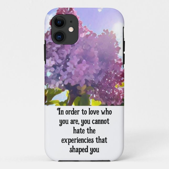 purple Floral photo bouquet inspirational phrase Case-Mate iPhone Case (Back)