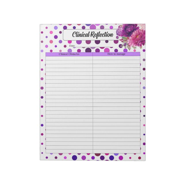 Purple Floral Polka Dots _ Clinical Reflection Notepad (Rotated)