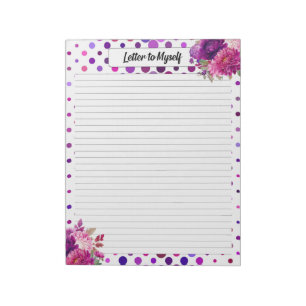 Purple Floral Polka Dots _ Letter to Myself Notepad