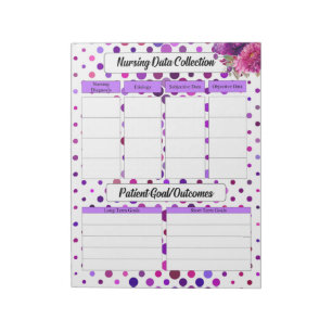 Purple Floral Polka Dots _ Nursing Data Collection Notepad