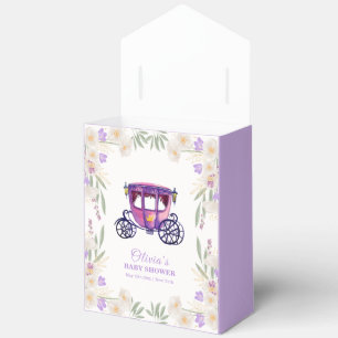 Purple Floral Princess Carriage Girl Baby Shower Favor Box