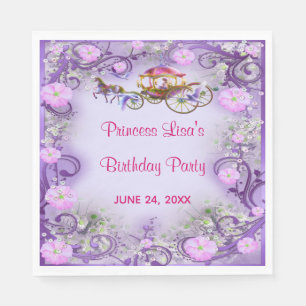 Purple Floral Princess Fairy Tail Birthday Napkin
