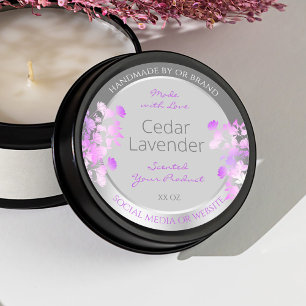 Purple Floral Product Packaging Labels Grey Silver