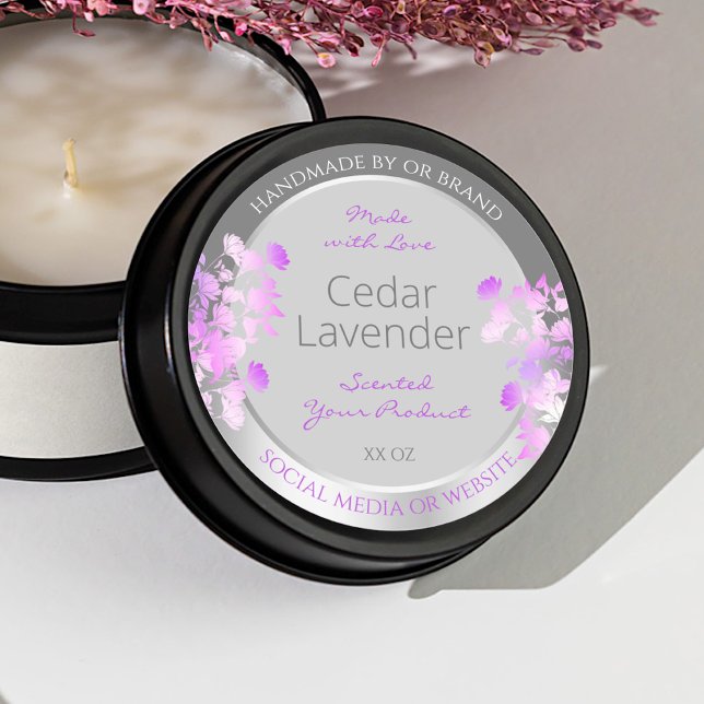 Purple Floral Product Packaging Labels Grey Silver (Creator Uploaded)
