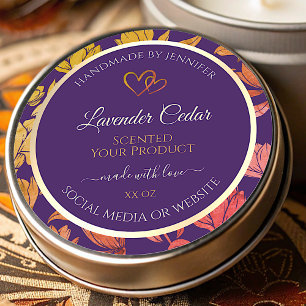 Purple Floral Product Packaging Labels with Hearts