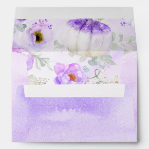 Purple Floral Pumpkins Pattern Fall Party Envelope