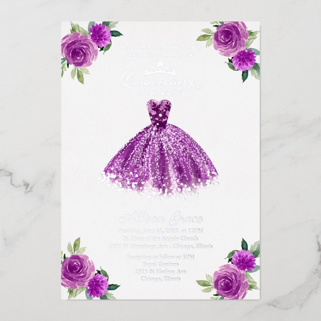 Purple Floral Quinceanera (Front)