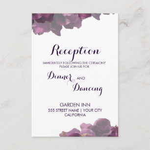 Purple Floral Reception Card