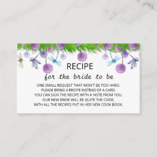 Purple Floral Recipe  Enclosure Card