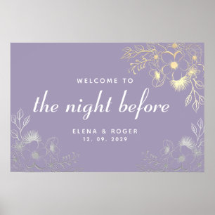 Purple Floral Rehearsal Dinner Poster