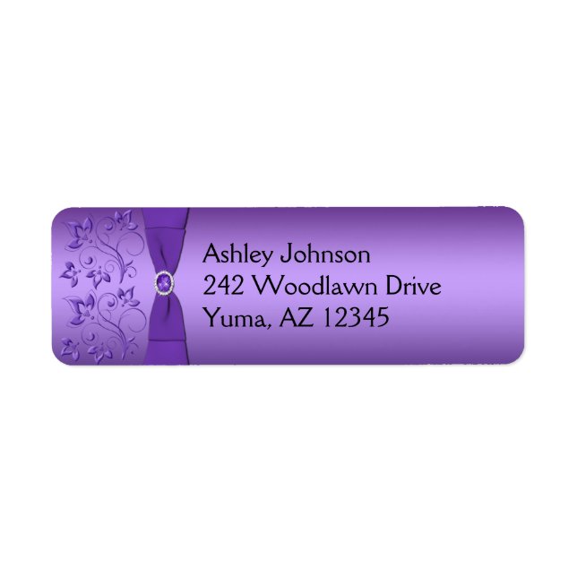 Purple Floral Return Address Label (Front)