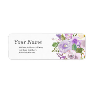 purple floral  return address stickers