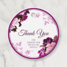 Purple Floral Ring Wedding Favour Tags