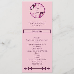 Purple Floral Ring Wedding Program