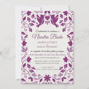 Purple Floral Romantic Aesthetic Spanish Wedding Invitation