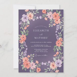 Purple Floral Romantic Wedding Invitation