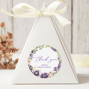 Purple Floral Round Favour Sticker