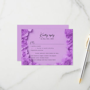 Purple floral RSVP w meal choices Card