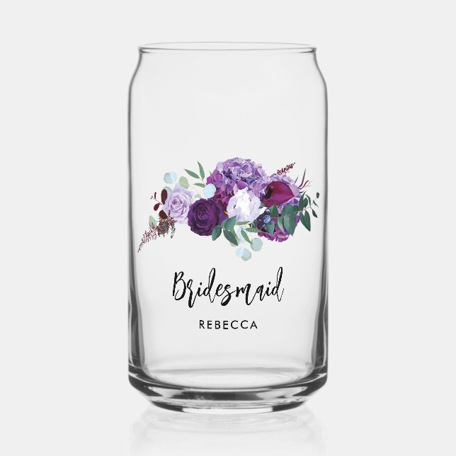 Purple Floral Script Bridesmaid Keepsaké (Recto)