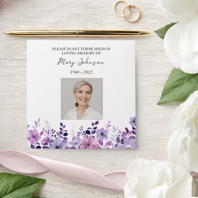 Purple Floral Seed Packet Memorial Funeral Envelope (Wedding)