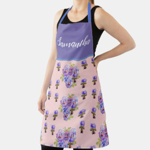 Purple Floral Shabby Chic Lilac Pink Dot Viola  Apron