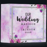 Purple Floral & Silver Frame Wedding Photo Album Binder<br><div class="desc">Purple Floral & Faux Silver Glitter Frame & Confetti Watercolor Floral Wedding Monogram Photo Album With trendy brush script font! ~ Check my shop to see the entire wedding suite for this design!</div>