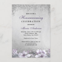Purple Floral Silver Shimmer Housewarming Party