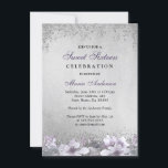 Purple Floral Silver Shimmer Sweet 16 Invite<br><div class="desc">Purple Floral Silver Shimmer Sweet 16 Invite

See matching collection in Niche and Nest Store

Design courtesy of: https://www.etsy.com/shop/SmallHouseBigPony</div>