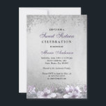 Purple Floral Silver Shimmer Sweet 16 Invite<br><div class="desc">Purple Floral Silver Shimmer Sweet 16 Invite

See matching collection in Niche and Nest Store

Design courtesy of: https://www.etsy.com/shop/SmallHouseBigPony</div>