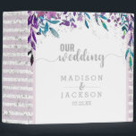 Purple Floral & Silver Wedding Photo Album Binder<br><div class="desc">Purple Floral & Faux Silver Glitter Stripes & Confetti Watercolor Floral Wedding Monogram Photo Album With trendy brush script font! ~ Check my shop to see the entire wedding suite for this design!</div>