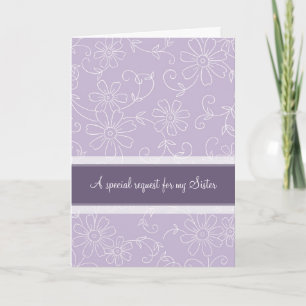 Purple Floral Sister Bridesmaid Invitation Card