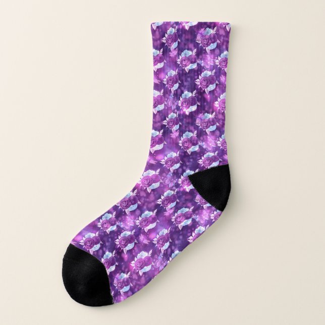 Purple Floral Socks (Left Outside)