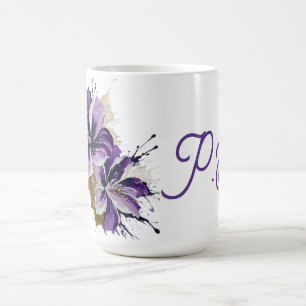 Purple floral splash coffee mug