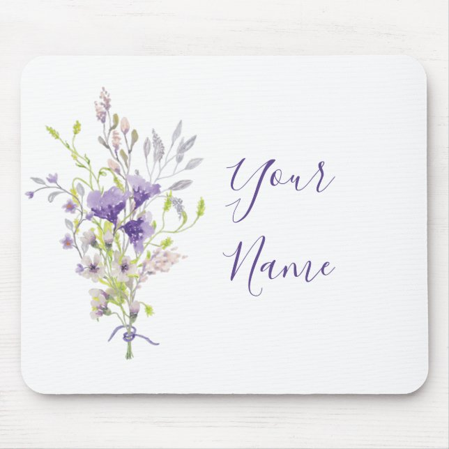 Purple floral spray custom  mouse pad (Front)