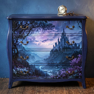 Purple Floral Starry Gothic Castle Valley Tissue Paper
