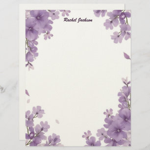 Purple Floral Stationery Paper