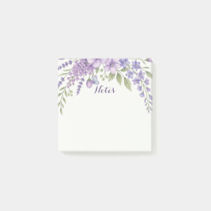 Purple Floral Sticky Notes, Lavender Memo Pad Post-it Notes