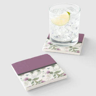 Purple Floral Stone Coaster