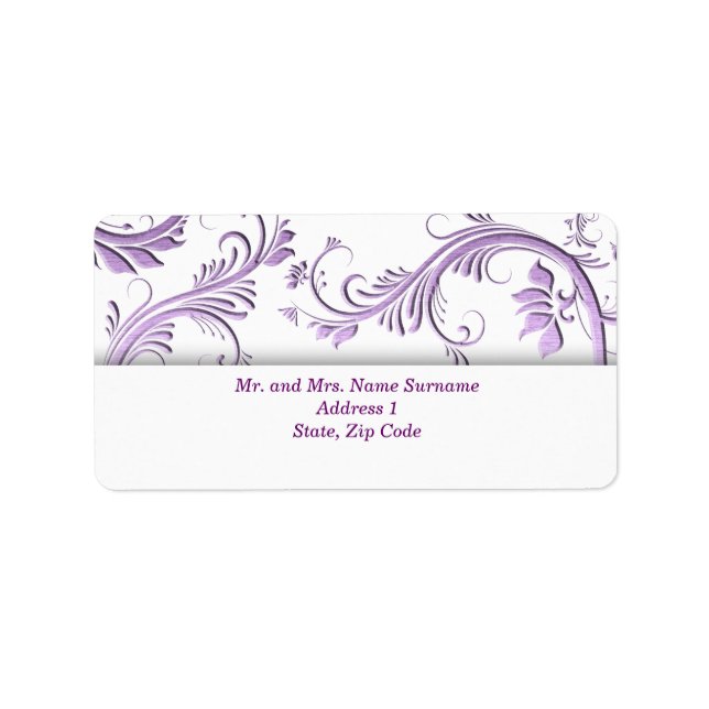 Purple floral swirl address label (Front)