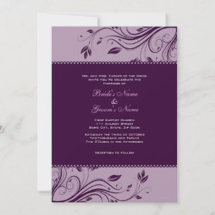 Purple Floral Swirls Wedding Invitation