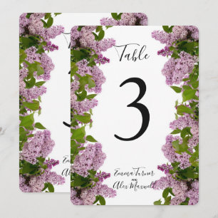 Purple Floral Table number cards