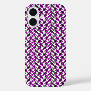 Purple floral tendril pattern iPhone 16 case