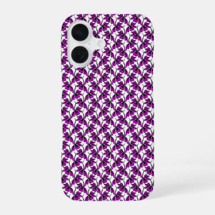 Purple floral tendril pattern iPhone 16 case
