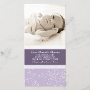 Purple Floral Thank You Baby Shower Photo Cards