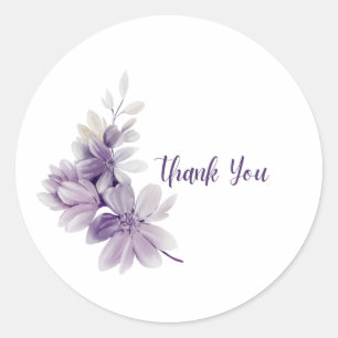 Purple Floral Thank You Sticker – Elegant Watercol