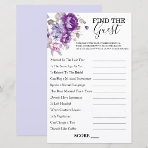 Purple Floral Theme Find The Guest Game
