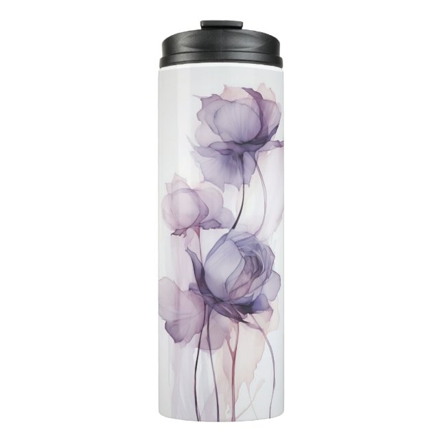 Purple floral thermal tumbler (Front)