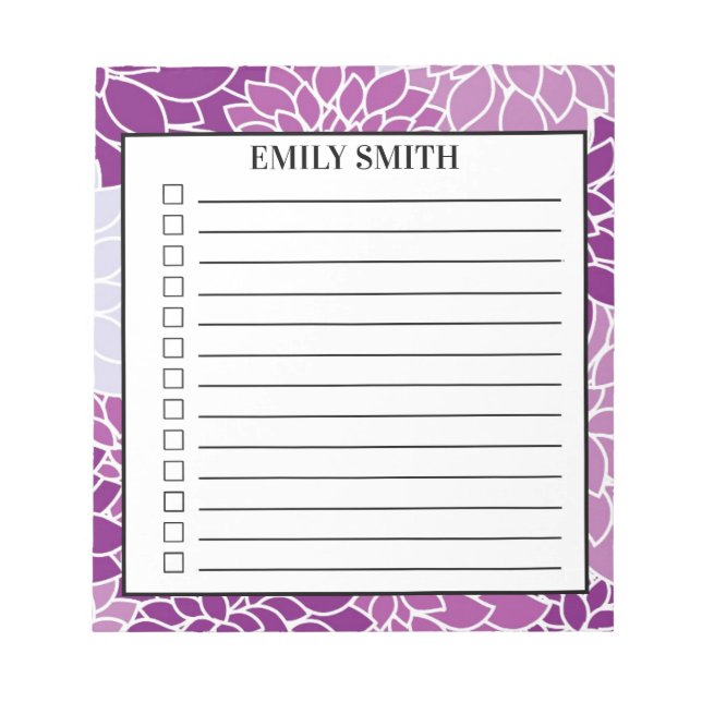 Purple Floral To Do Checklist Notes (Front)