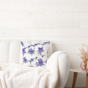 Purple Floral Vine Botanical Throw Pillow