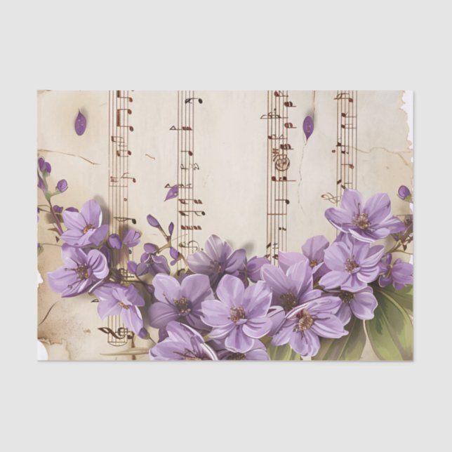 Purple floral vintage music sheet ephemera (Front)